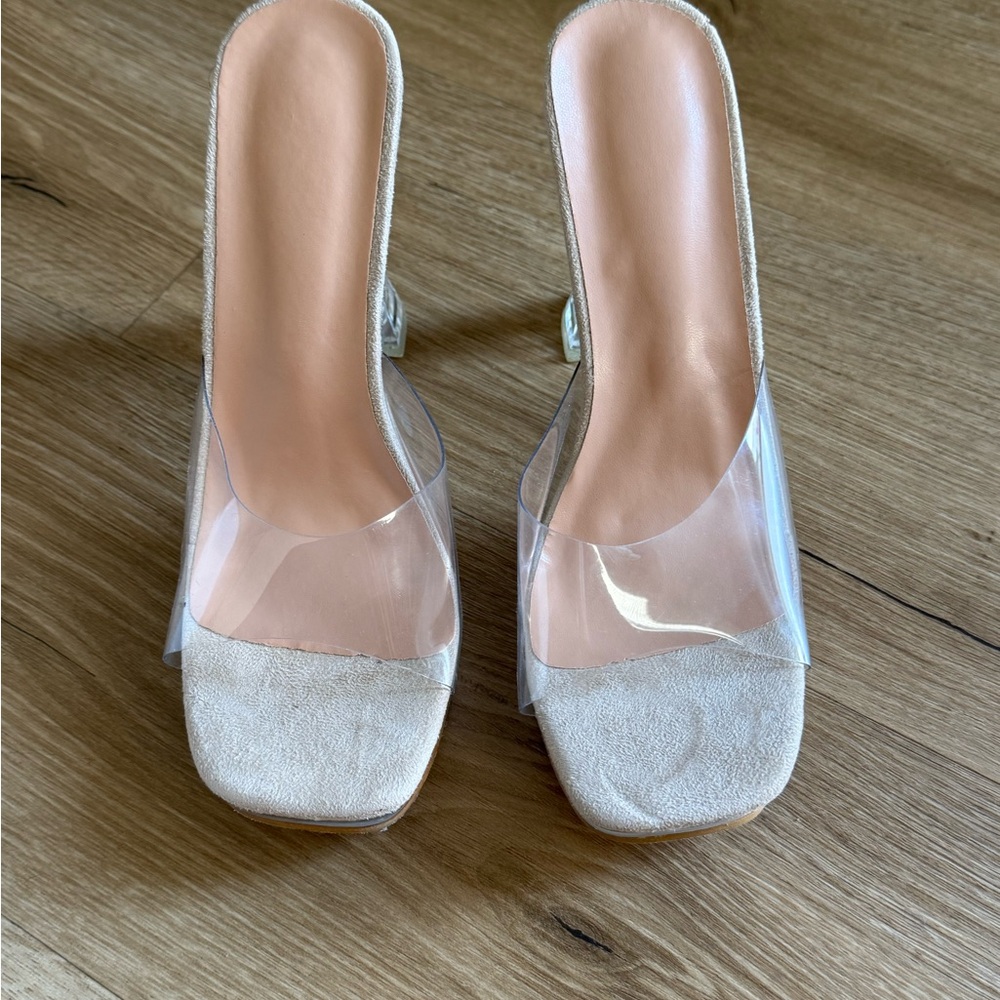 SHEIN Nude and Clear Heeled Mules - Picture 3 of 5